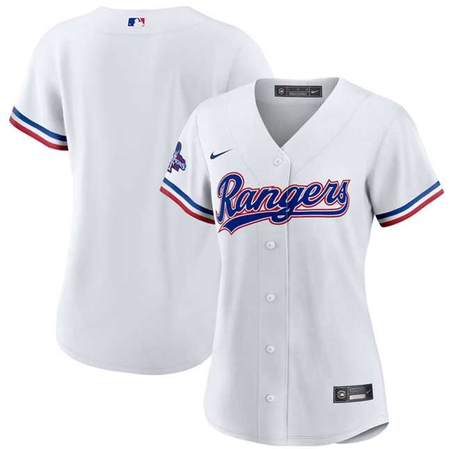 Womens Texas Rangers Blank White 2023 World Series Champions Stitched Jersey(Run Small) Dzhi